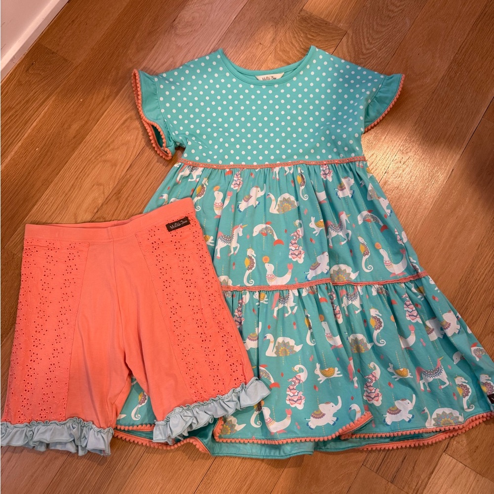 Matilda Jane Circus Dress and Shorts Set - Aqua and Coral